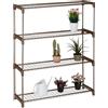 Relaxdays Scaffale Porta Piante a 4 Ripiani, Portapiante in Vaso, Fiori e Erbe, Mobile in Acciaio, 106x91x28 cm, Marrone