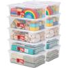 SUNDIS View Box, set di 10 scatole portaoggetti 25l, con coperchio, plastica trasparente, impilabile, ideale per riporre gli oggetti negli armadi, in ufficio, in lavanderia o in bagno