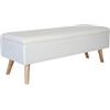 Relaxdays Panca Relaxdays in Lino, Contenitore, HxLxP: 40 x 110 x 40 cm, Gambe in Legno, Panca Imbottita, Bianco