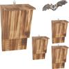 Relaxdays Casetta per Pipistrelli, 4 rifugi, HBT: 34 x 22,5 x 12,5 cm, fiammata, Naturale, Casette