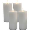 Relaxdays Candele LED, set 4, HxD 18 x 7,5 cm, cera, fiamma tremolante, scanalature, candele a blocco, grigio chiaro