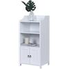 Relaxdays Armadio da Bagno Relaxdays, H x L x P: 86 x 40,5 x 36 cm, 3 Ripiani, 2 Porte, MDF, armadietto Snello, Bianco