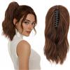 Silk-co Coda Capelli Extension Finta di Cavallo Ricci Mossi con Pinza Clip Ponytail 30cm 80g Castano Ramato Chiaro