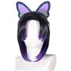 PORSMEER Anime Parrucca da donna per costume da Kochou Shinobu - con clip per capelli a farfalla, colore nero con capelli cosplay viola, 38 cm/15 pollici