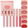 KARLOR Set di rossetti liquidi, 6 rossetti opachi, in legno di palissandro, rosa, corallo, rosso, peachy liquido, set di rossetti setosi per 24 ore, set regalo (A)