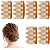 Yolev 6 Pezzi Pettini per Capelli in Plastica con 14 Denti Pettini per Capelli Twist Pettini Fermagli per Capelli Vintage Pettine Decorativo per Ragazze Donne (Marrone Scuro)