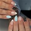 Bubaxuce Polka Dot Press Sulle Unghie Forma Mandorla Unghie Finte Francesi Con Punti Bianchi E Neri, Unghie Artificiali Medie Con Copertura Completa Adesive Per Donne