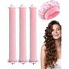 CULEB 3Pcs Bigodini Senza Calore con 1 Cuffia di Seta,Bigodini Morbidi per Dormire,Heatless Curls,Hair Curler,Ferro Arricciacapelli Senza Calore,Velluto Fascia Morbida per Tutti Tipi Capelli,Rosa