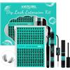 AMZGIRL LASH Kit per estensione ciglia, kit fai da te per ciglia a grappolo 168 pezzi con adesivo per ciglia e sigillante impermeabile, rimuovi ciglia per kit di estensioni a grappolo per principianti, strumento