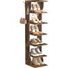 VASAGLE Scarpiera, Scaffale Portascarpe da Ingresso a 7 Livelli, Scarpiera Stretta, per Corridoio, Angolo, Cabina Armadio, Marrone Vintage LBS200KD01