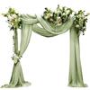 LEKEFETO Set di 2 tende ad arco per matrimonio, in tulle trasparente, 75 x 600 cm, decorazione per matrimoni, fotografie, feste e letto a baldacchino (verde chiaro)