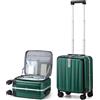 Hanke Valigia da Cabina Hanke Apertura Frontale, Verde scuro, Front Opening 16-inch
