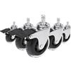 hjh OFFICE 729401 Ruote per sedie da ufficio ROLO SKATE argento / trasparente 5 x ruote rigide per pavimento 11 mm x 75 mm con freno di bloccaggio
