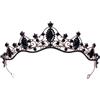 ZOOMPIL Corona Nera Barocca, Diadema con Strass Neri, Corona Regina, Tiara Nuziale per Spettacoli, Matrimoni, Balli Fine Anno e Compleanni