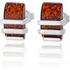 AMBEDORA Orecchini da donna in argento con ambra mod. 89, ambra baltica color cognac, argento 925, regalo per donne, Argento sterling, Ambra