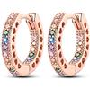 NARMO Piccolo Cerchio Orecchini per Le Donne Oro Rosa Colorato Cubic Zirconia Hoop Orecchini 925 Sterling Silver Cuore Hoops