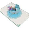 Qiaoyeen Biglietto di auguri stereoscopico 3D pop-up per battesimo, con carrozzina, blu