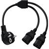 HuaLiSiJi Cavo Alimentazione PC Doppio 10A/250V Cavo Alimentazione IEC C13 Sdoppiatore C13 per Computer, Server, Router interruttori, Monitor (2m)