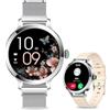 Efolen Smartwatch Donna Chiamate, 1.1 AMOLED Schermo Orologio Smartwatch con 110+ Sport, 24H Cardiofrequenzimetro/SpO2/Sonno, Orologi Sportivo IP68 Compatibile iOS Android Argenteo