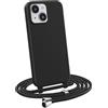 MyGadget Cover per iPhone 14 - Custodia con Corda - Case con Cordino Opaca Antiurto | Bumper con Laccio | Tracolla - Practical Stylish - Nero