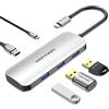 VENTION 4-in-1 Hub USB C con 3 USB 3.0 Porte, Ultra Sottile Porte USB Multiple per PC, Adattatore USB C Hub per Mac Mini/Pro, Flash Drive, PS4/5, Surface Pro