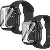 Crymow Cover per Apple Watch Series 9/8/7 45mm Vetro Temperato Pellicola Protettiva,Ultra HD Clear,PC Rigido Case Protettiva Ultrasottil per Apple Watch Series 9/8/7 45mm,Nero[2 Pezzi]