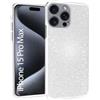 N NEWTOP 3in1 Cover Compatibile Apple iPhone 15 Pro Max, Custodia Case GLITTER Brillantini Paper Interno Bling TPU + PC Flessibile Morbida Case Posteriore Lucida Protezione Fotocamera (Argento)