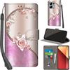 PHINIENLAND Cover per Xiaomi Redmi Note 13 Pro 4G custodia portafoglio Rosa | 3 scomparti carte, 1 tasca banconote, Chiusura magnetica, Supporto, Pelle PU flip cover per Xiaomi Poco M6 Pro