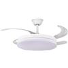 DRW Ventilatore da soffitto con 3 pale retrattili in metallo e acrilico con luce a volturno bianco 53x106x106 cm