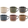 H&H Set 6 Tazze da Tè Land in New Bone China - Colori Assortiti - 200 cc - Eleganti e Resistenti - Lavabili in Lavastoviglie - Idonee al Microonde