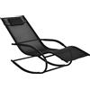 Outsunny Sedia a dondolo rocking chair ergonomica con poggiatesta braccioli metallo zincato textilene dim. 63l x 160P x 88H cm nero