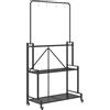 Outsunny Supporto per piante a 3 livelli pieghevole con ruote, ganci, scaffale per piante in metallo, Nero | Aosom Italy