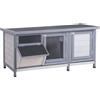 PawHut Conigliera resistente all'inverno Conigliera in legno 112x50x54 cm Gabbia per conigli con tetto in bitume, 2 porte, rete metallica, gabbia per conigli, porcellini d'India da esterno Grigio+Nero | Aosom Italy