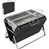 Outsunny Barbecue a carbone in acciaio inox BBQ Smoker con griglia, manico e gambe pieghevoli per barbecue e campeggio 40x28x25,5cm Nero | Aosom Italy