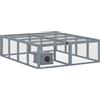 PawHut Recinto per Conigli in Legno con 2 Porte Cuccia Riparo per 2-4 Conigli Nani 180,4 x 150 x 48 cm Grigio | Aosom Italy