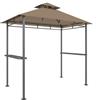 Outsunny Copertura barbecue da esterno, gazebo da giardino 245x146x255cm in metallo, doppio tetto, 2 ripiani laterali, marrone | Aosom Italy