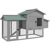PawHut Pollaio in legno Casa per galline con recinto esterno nido rampa vassoio estraibile per 2-4 galline 168x75x103cm Grau | Aosom Italy