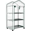 Outsunny Miniserra da giardino con 3 ripiani, telo in PVC ad alta densità, porta avvolgibile 4 ruote 69 x 49 x 130 cm trasparente | Aosom Italy