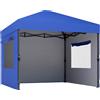 Outsunny Gazebo Pieghevole Pop-up 3x3 m con 3 Pareti 2 Finestre Altezza Regolabile UPF50+ Borsa per il Trasporto e Sacchi di Sabbia Blu | Aosom Italy
