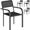 Outsunny Set di 4 Sedie da Giardino Esterno Impilabili con Braccioli Schienale e Telaio in Acciaio 55x60x83 cm Nero | Aosom Italy