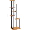 Outsunny Supporto per piante a 7 livelli, 130 cm di altezza, Scaffale per piante a gradini in legno, multi-piano Marrone chiaro | Aosom Italy