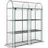 Outsunny Serra Piccola a 3 Livelli 2 Porte Avvolgibili Telaio in Acciaio Copertura in Plastica 143x46x164 cm Trasparente | Aosom Italy