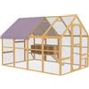 PawHut Pollaio in legno con recinto, chiusura di sicurezza, porta, 4 nidi, per 8-12 polli, ca. 2,8 x 1,8 x 1,9 m, Giallo | Aosom Italy
