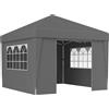 Outsunny Gazebo da giardino pieghevole 3 x 3 x 2,75 m anti-UV 30 + con finestre + pareti laterali + sacco di trasporto grigio scuro | Aosom Italy