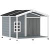 PawHut Cuccia resistente alle intemperie rialzata in legno con tetto in asfalto, terrazza, per cani di taglia media 103x107x83,5cm Grigio | Aosom Italy
