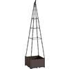 Outsunny Fioriera con Traliccio Metallico per Piante Rampicanti Vaso in PP con Fori di Drenaggio e Tappi 40x40x175 cm | Aosom Italy