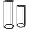 Outsunny Set da 2 supporti per piante per interno ed esterno, portavaso esagonali in metallo per giardino, terrazza, balcone | Aosom Italy