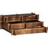 Outsunny Aiuola da Giardino a 3 Livelli con Design a Scala e Tessuto Non Tessuto per Coltivazioni Fiori 93x93x35 cm Carbonizzato | Aosom Italy