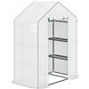Outsunny Serra a 3 Livelli con 1 Porta, 2 Finestre e Ripiani a U per Coltivazione di Piante 140x73x190 cm Bianco | Aosom Italy