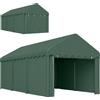 Outsunny Carport portatile 3x6 m, ricovero veicoli con 2 ingressi, tetto in poliestere, per auto, barche, attrezzi da giardino, Verde scuro | Aosom Italy